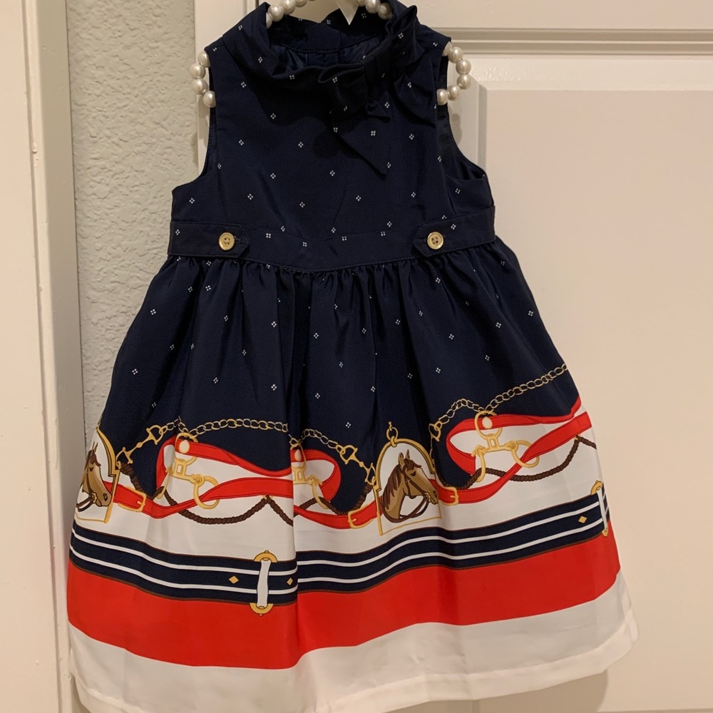 Janie and Jack blue chain silk dress 12-18m